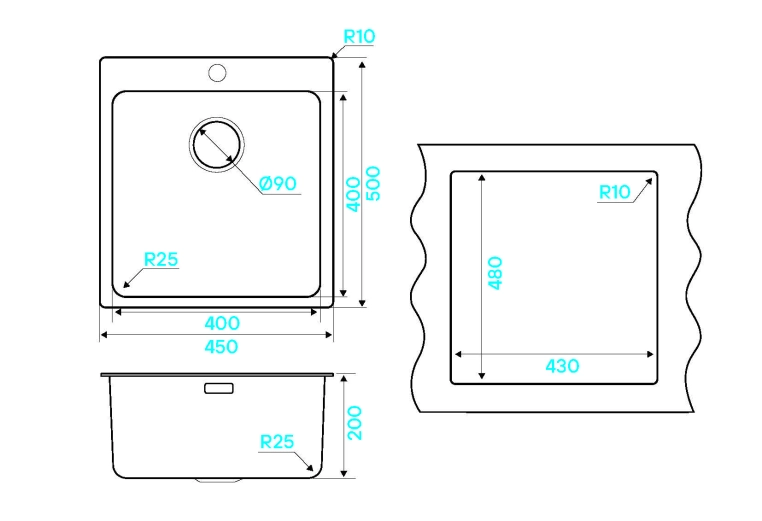 Кухонная мойка Kuchenstern HERD 45 нержавеющая  сталь 556SS50