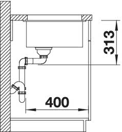 Кухонная мойка Blanco SUBLINE 400-U Silgranit антрацит, отводная арматура InFino 523422