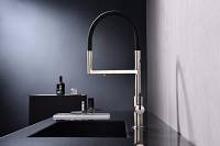 Смеситель для кухни Paulmark TORNADO To213402-BS  гибкий излив с подключением фильтра глянцевый никель