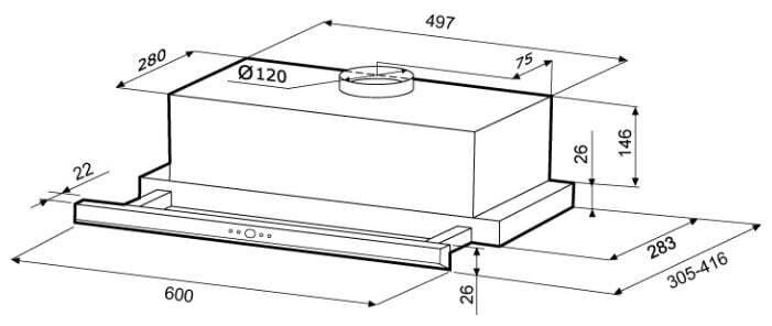 Встраиваемая вытяжка Krona Kamilla Slim 2M 600 inox/inox